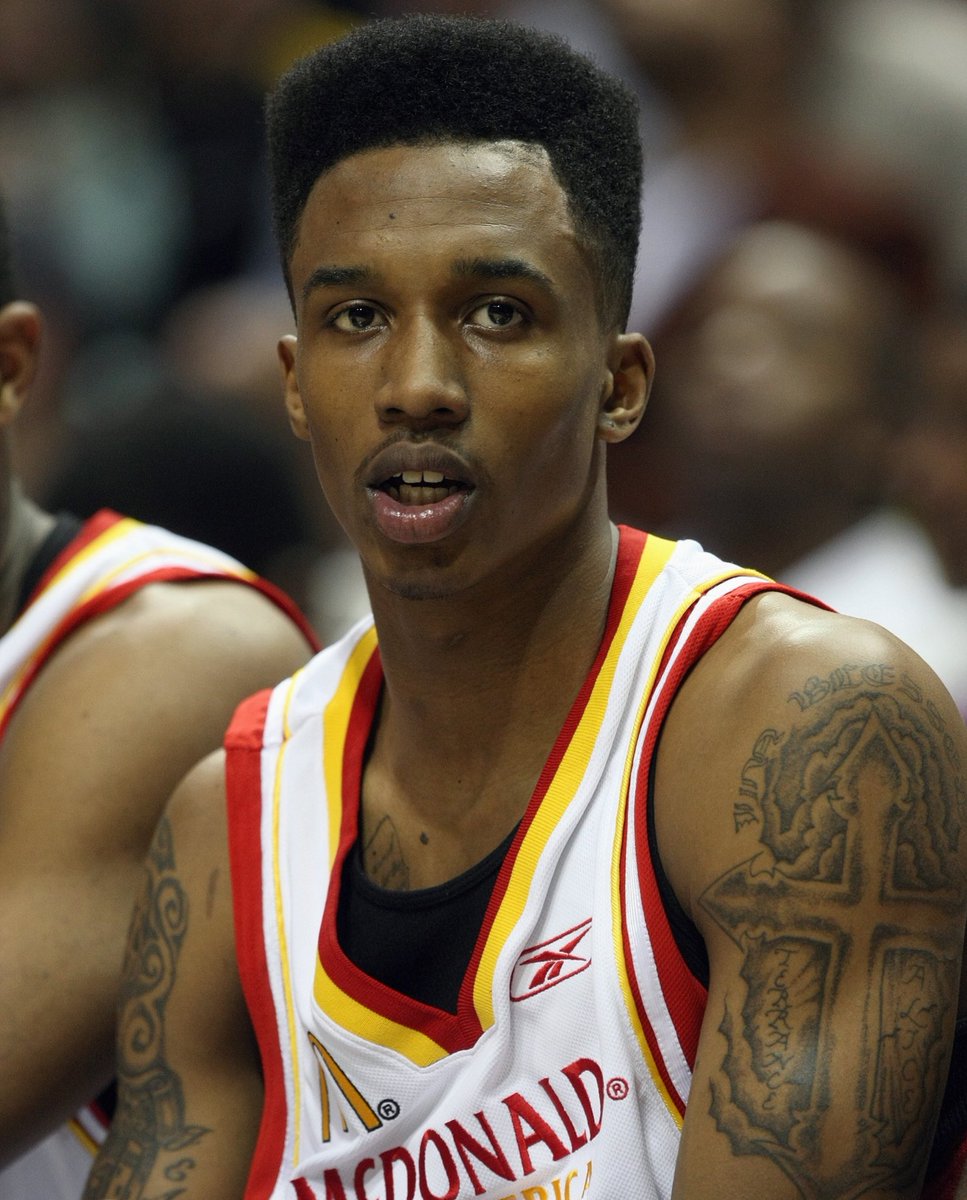 UsherNBA's tweet photo. #1 prospect in the class of ‘08

2 years at Dominguez, 2 at Oak Hill

1,312 points (35.5 PPG) senior year 

1st American to go straight from HS to a European pro team 

#10 pick in the 2009 Draft

Scored 55 in his 7th NBA game https://t.co/0WZmVEbxUi