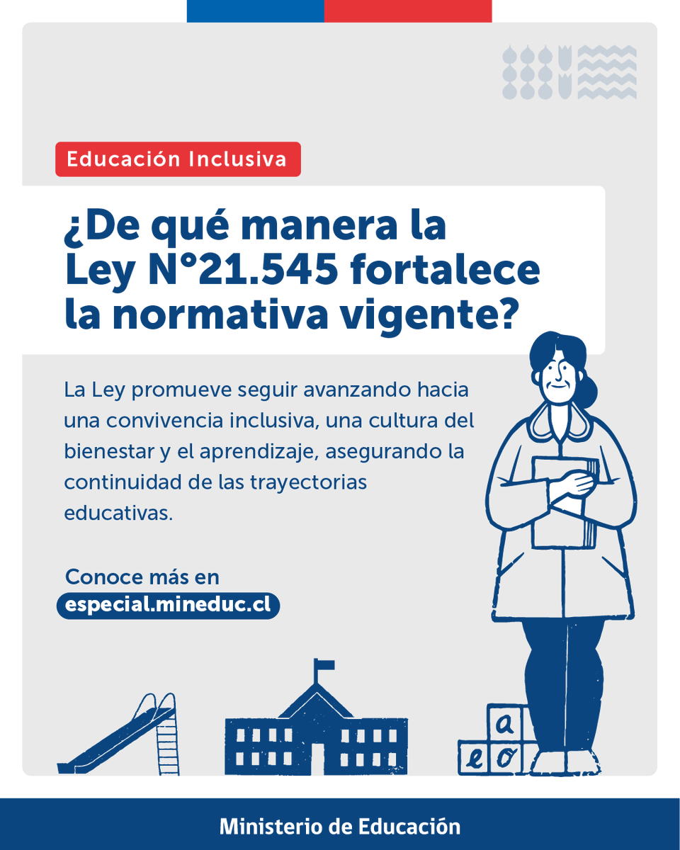 supereduc_cl's tweet photo. 🤔 ¿Conoces la Ley N° 21.545, que entrega nuevas normas en el ámbito escolar para apoyar a las y los estudiantes con sus necesidades educativas especiales?  

Conoce más en 👉 https://t.co/Cj3Xmv17vk https://t.co/VQ5H8wDqB7