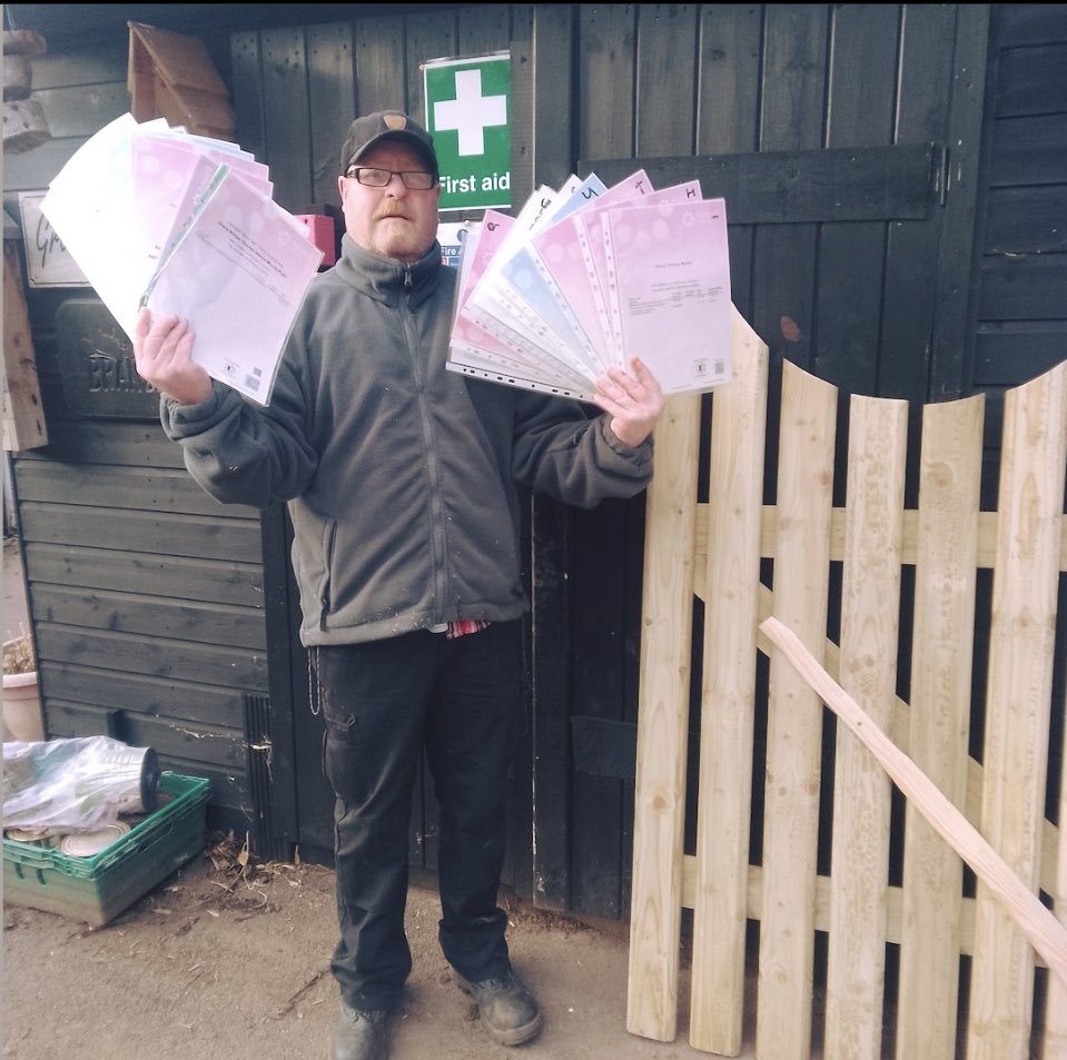 We're all so proud of Shane who has received many qualifications! In the photo, Shane is standing next to the gate he is currently making for the kitchen garden at Mardy Park. 🥰