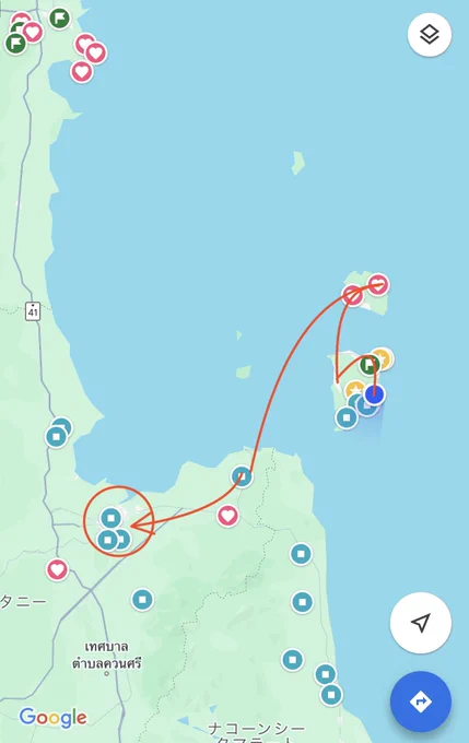 12/15 本日はサムイ島からパンガン島に渡り、大急ぎでお寺を巡って本土に帰還。スラタニー市内に行って宿泊の予定です。今日も一日頑張るぞい! 