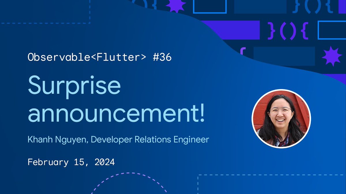 👀 Tune in for a special announcement on #ObservableFlutter this week! @craig_labenz and fellow Flutter Developer Relations Engineer @khanhnwin discuss something new. Set a reminder for tomorrow at 9am PT → goo.gle/49Clpq3