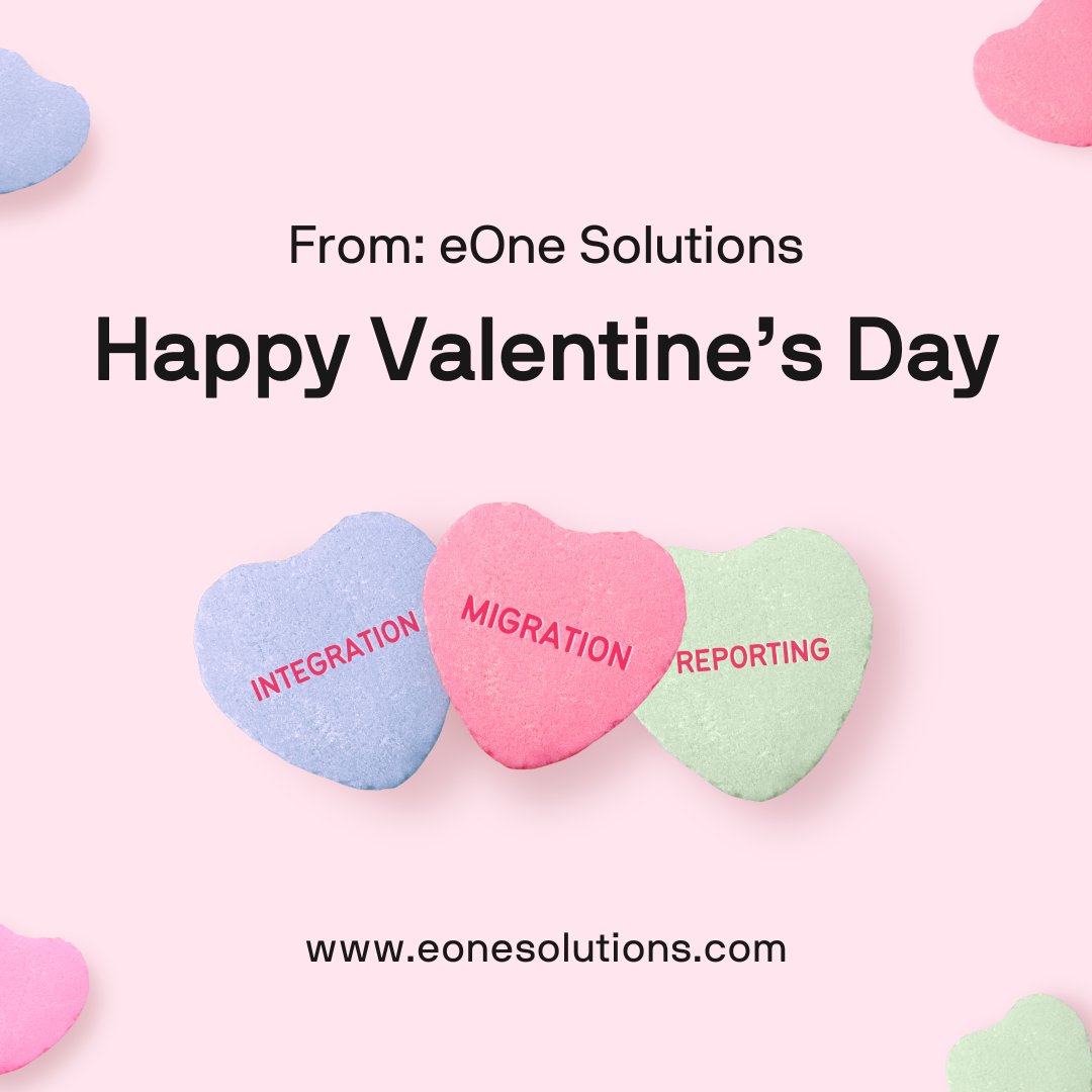 Happy Valentine's Day from eOne Solutions! At eOne, our love knows no bounds, especially when it comes to #integration, #migration, and #reporting! Check out our platform today to see if we're a match for your company 

okt.to/pgD7ZU