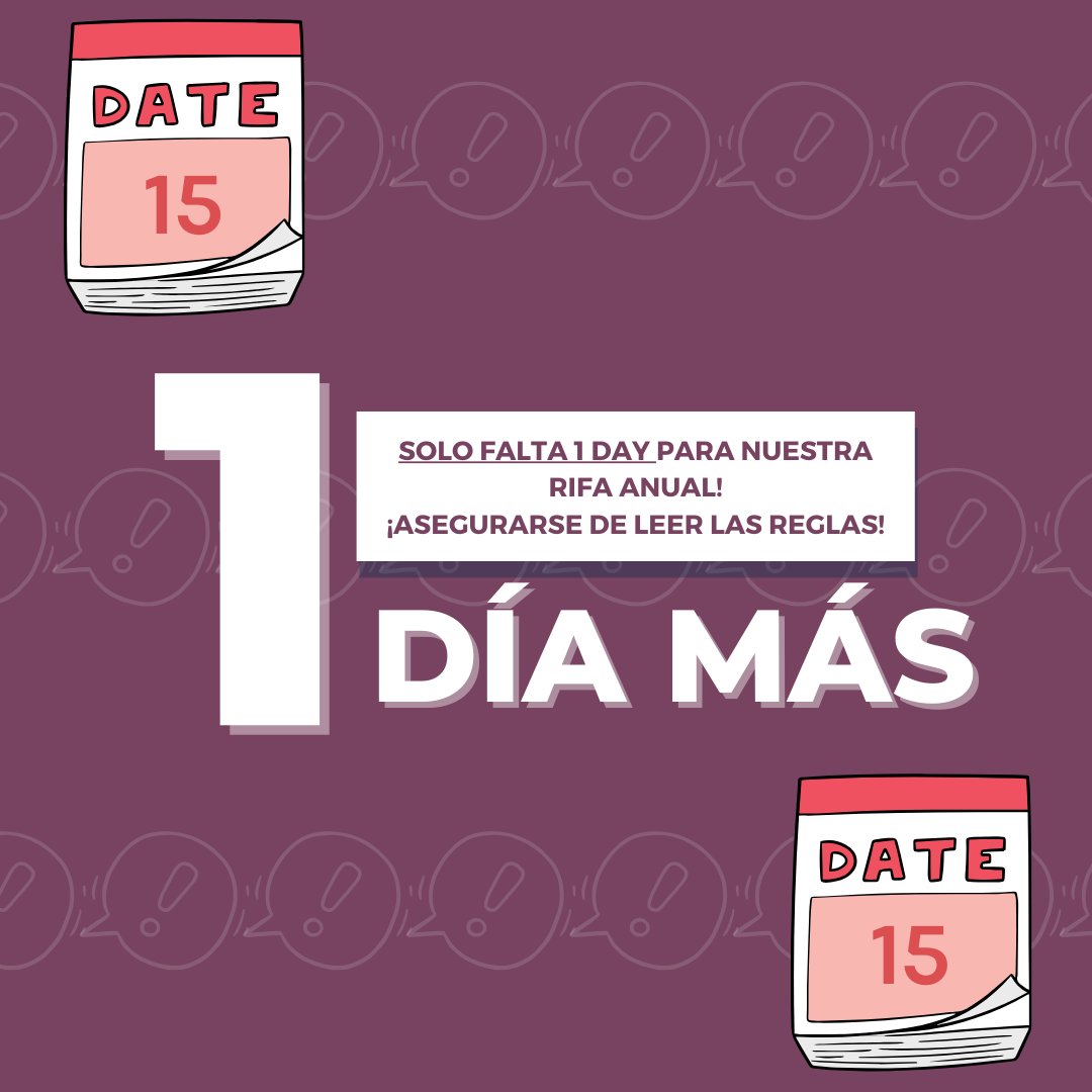 📅Solo falta 1 día para nuestra Rifa Anual de RSC! ¡Estamos emocionados de ver quién ganará este año!✨

ℹ️ Toda la información sobre el sorteo la podéis encontrar aquí: bit.ly/49rGtQd