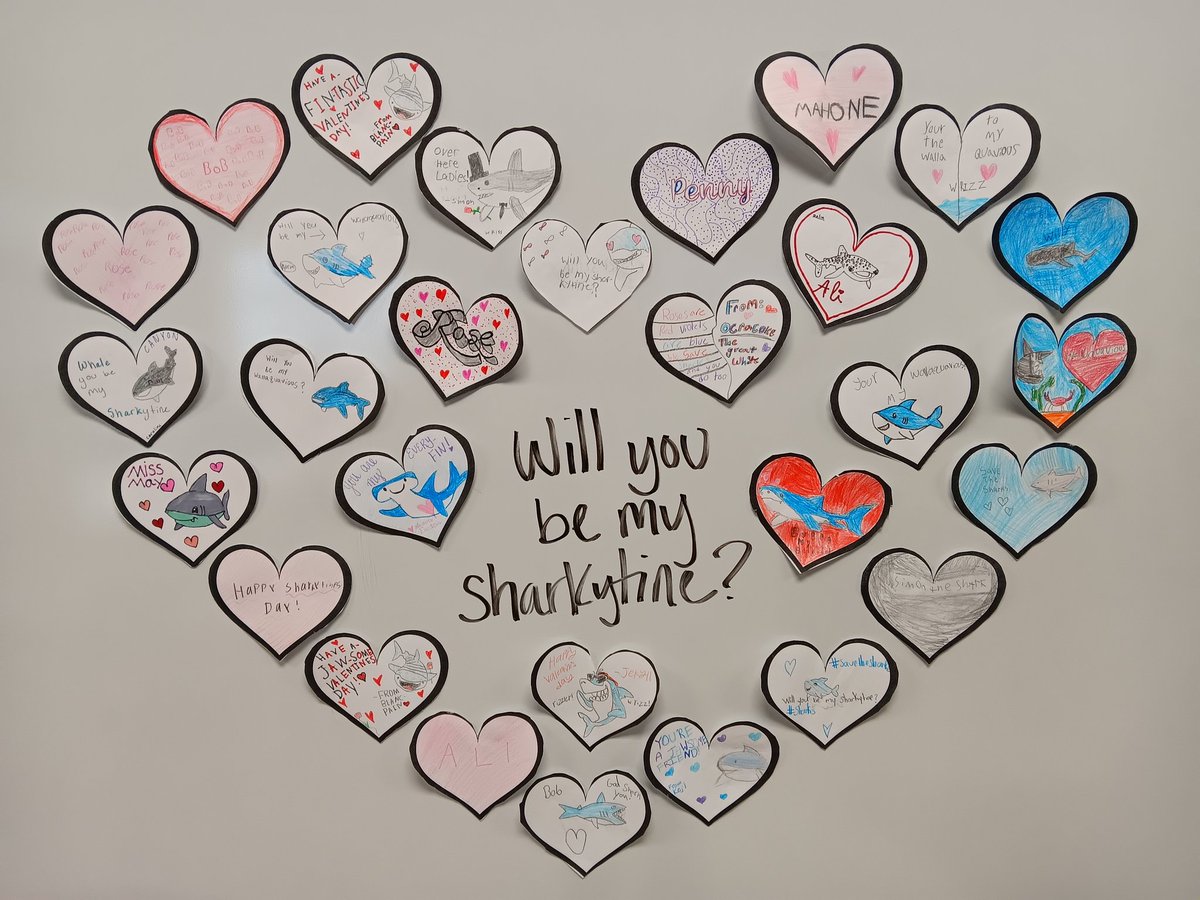 #BMSPatriotAcademy students took a moment today to show love for their researched <a href="/OCEARCH/">OCEARCH</a> 🦈 for Sharkytine's Day. Great artists in the bunch. 💯 <a href="/BernardMiddle/">Bernard Middle MSD</a> #MSDr9 #SharkAwarenessPBL