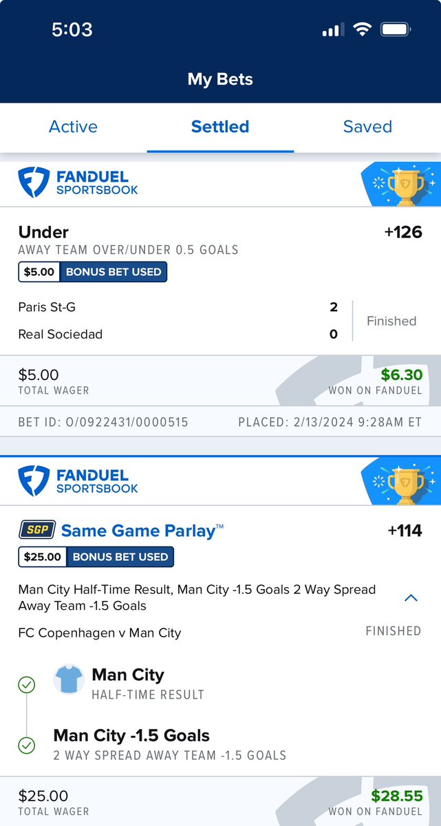 BW628's tweet photo. @Ceruti @PaulCarr shout out to you both, putting free bets from the Super Bowl to good use. Took a double back door cover from City, but a win is a win https://t.co/IgQZsuoFMm