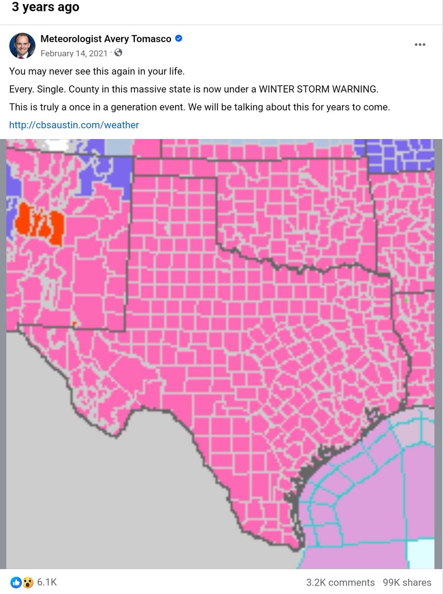 averytomascowx's tweet photo. Three years ago today, all of Texas was simultaneously under a winter storm warning for the first time on record. 

It started out great with the kind of snow we rarely enjoy this far south, then it quickly turned into a nightmare when the power grid failed. https://t.co/u94JFKXqAc