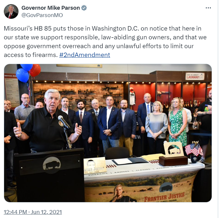 GeraldSlaby1's tweet photo. @49ersSportsTalk This is what the governor of #Missouri said afterwards.....#RedFlagLaws #ComprehensiveBackgroundChecks #ChiefsParade https://t.co/25fO61Z21p
