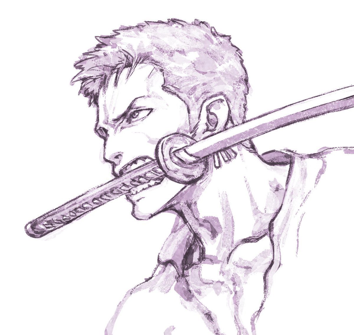 ロロノア・ゾロ 「#1日1ラクガキ昨晩あげ忘れかなり好きなキャラなのに描いてこなかったなーと思って」|岩元辰郎@キャラデザいつでも募集中のイラスト