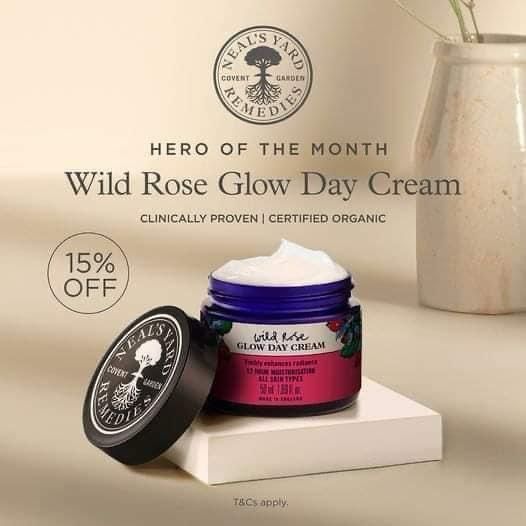 15% Off - The Wild Rose Glow Day Cream❤️
🌿Instantly hydrate and revitalise your skin with our certified organic and clinically proven day cream. 
🌿with organic wild rosehip seed oil visibly enhances radiance day after day. 
🌿revitalise dull skin. 
buff.ly/3w1cuAl