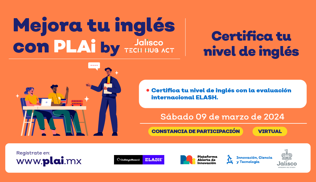 plai_mx's tweet photo. ¡Forma parte de la nueva fecha para realizar el examen ELASH y obtener una Certificación internacional en tu dominio del idioma inglés!
🤓Si tienes un nivel mínimo de B1 esta implementación es para ti. 
📲 Pre-regístrate y obtén tu beca PLAi del 100% en: https://t.co/v0f412jxgJ https://t.co/zqNP3llC8L