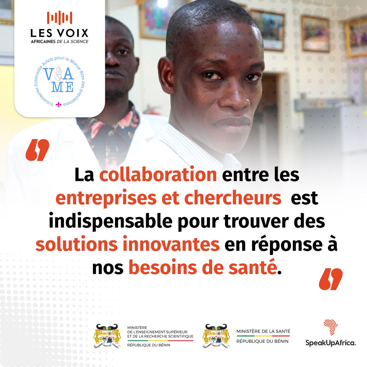 ViaMe8's tweet photo. Nous, Organisations de la Société Civile et Médias engagés, appelons les entreprises, multinationales et chercheurs à collaborer ensemble, pour des partenariats gagnant-gagnants. 
1/2

@ccibenin @gouvbenin 
#AfricanVoicesOfSciences
@SpeakUpAfrica1 @CyrilleKouliho @aboudouagro https://t.co/FhCoilHbp7