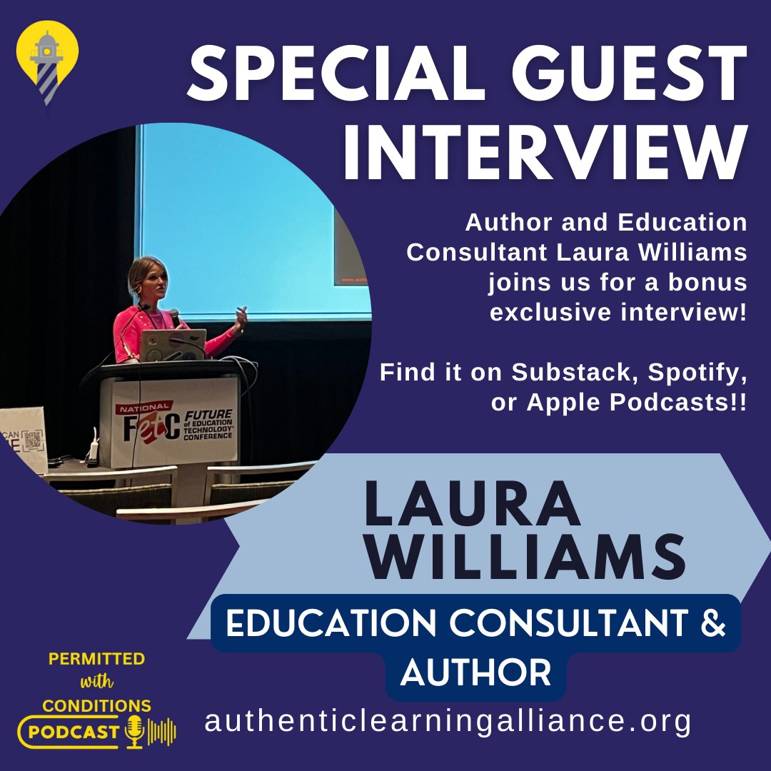ToyerStrategic's tweet image. Don&apos;t miss a bonus episode of the #PermittedwithConditionsPodcast droping Tues. Feb 20 featuring author &amp;amp; #education consultant Laura Williams. We discuss #AuthenticLearning &amp;amp; its relevance to #economicdevelopment.