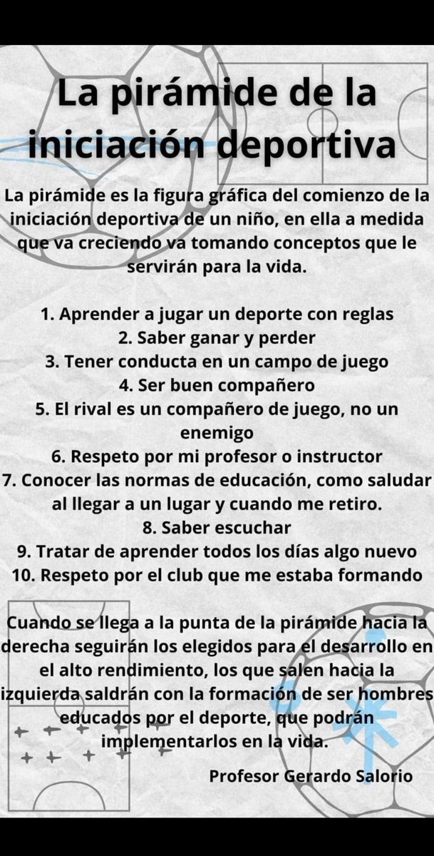 La pirámide de la iniciación deportiva 🔽⚽️
#futbol #futbolbase #entrenadores #FutbolFemenino #Inferiores #argentina #futbolinfantil #preparacionfisica #babyfutbol #escueladefutbol #formadores #seleccionargentina #futbolcolombiano #football #soccer #training #formacion