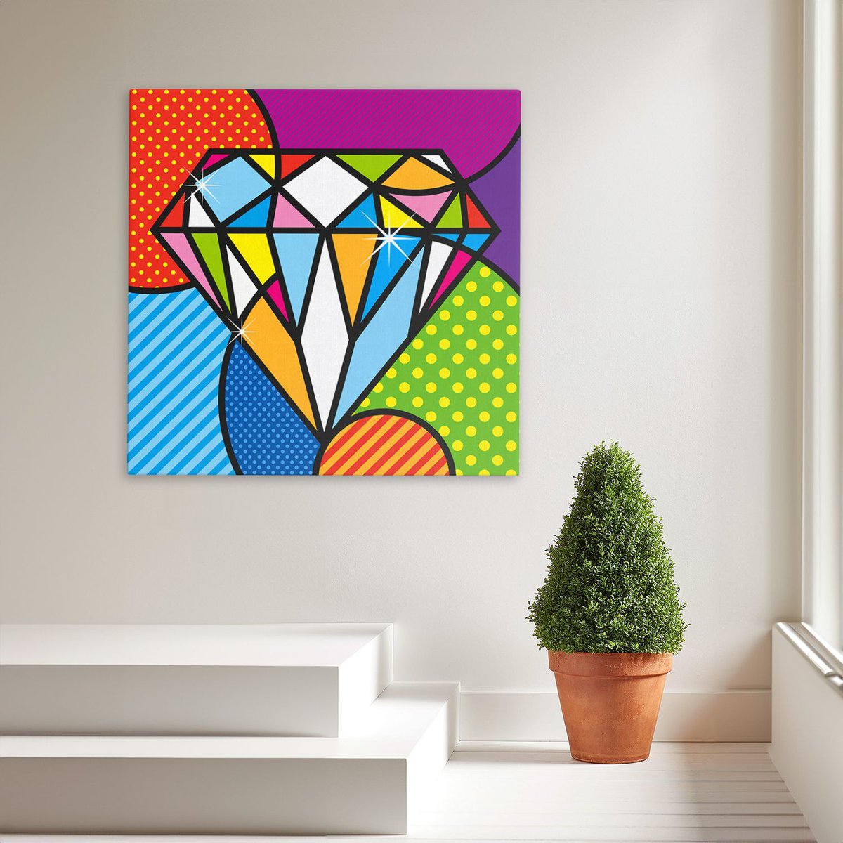 A vibrant pop art diamond, bursting with bright colors! 💎✨ 
.
.
#popart #diamond #colorful #artwork #contemporaryart #art #artist #painting #paintings #artoftheday #artdaily #popartstyle #drawing #sketch #clipart #britto #largeart #modernart #digitalart