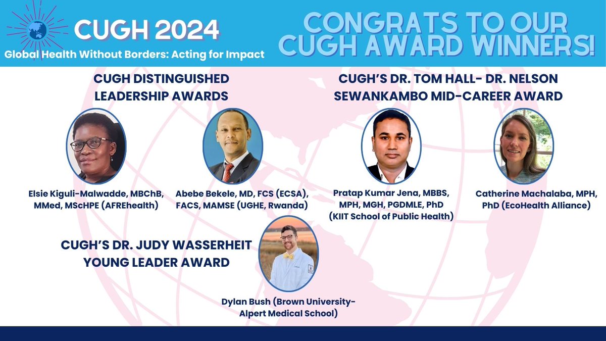 Congrats to all the #CUGH award winners! Your dedication to #globalhealth is truly inspiring. Looking forward to celebrating your achievements during the 2024 #conference! 🎉🏆 #CUGH2024 @keithmartinmd @CUGH_TAC @EMalwadd @abebesurg @cmachalaba