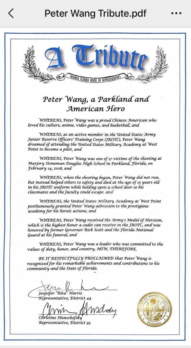 02-14-24: Today marks the 6th anniversary of the Parkland shooting, a tragic day that claimed the lives of 17 individuals. Among them was Peter Wang, a 15-year-old Chinese American who selflessly held the door open to help others escape, ultimately sacrificing his own life.