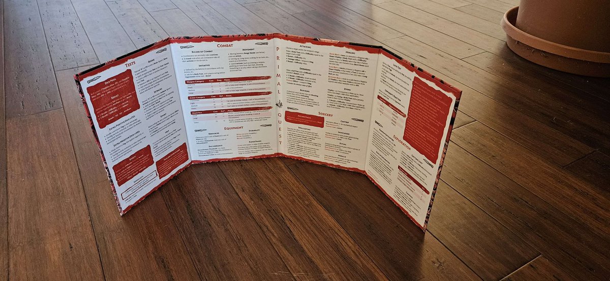 diogo_oldskull's tweet photo. Primal Quest - Primal Screen
Print tests by @ExaltedFuneral
We are doing some #Printing tests for a #GMScreen for my #Prehistoric #Fantasy #TTRPG, #PrimalQuest!
Amazing art by @Pennymelgarejo and layout by me! Coming soon!
#WIP #DnD #IndieGame #ShowYourWork #RPGLATAM https://t.co/LUTGhZtROr