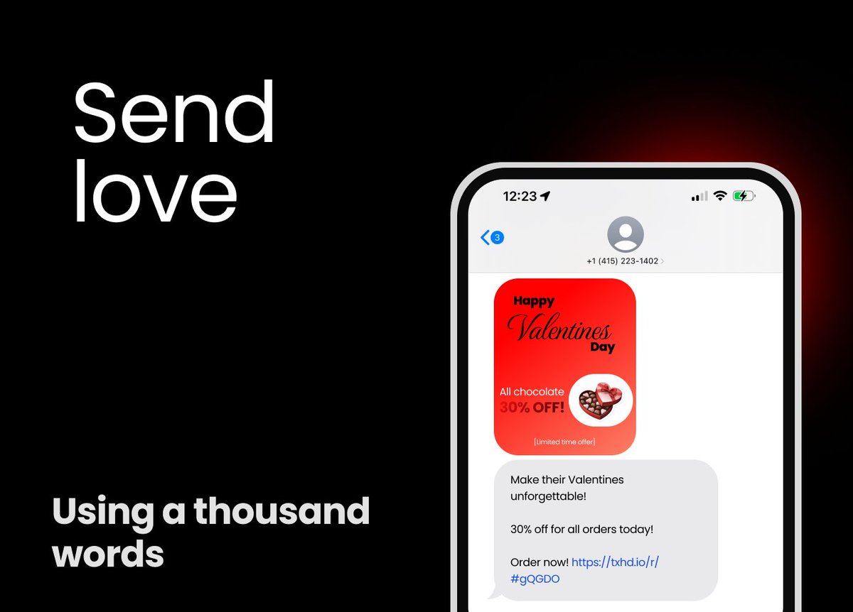Textmunication's tweet photo. Happy Valentines Day Linkedin! ❤️
Make their valentines day unforgettable!
Send love, using a thousand words
#thinkmms https://t.co/aR8Hnt33GX