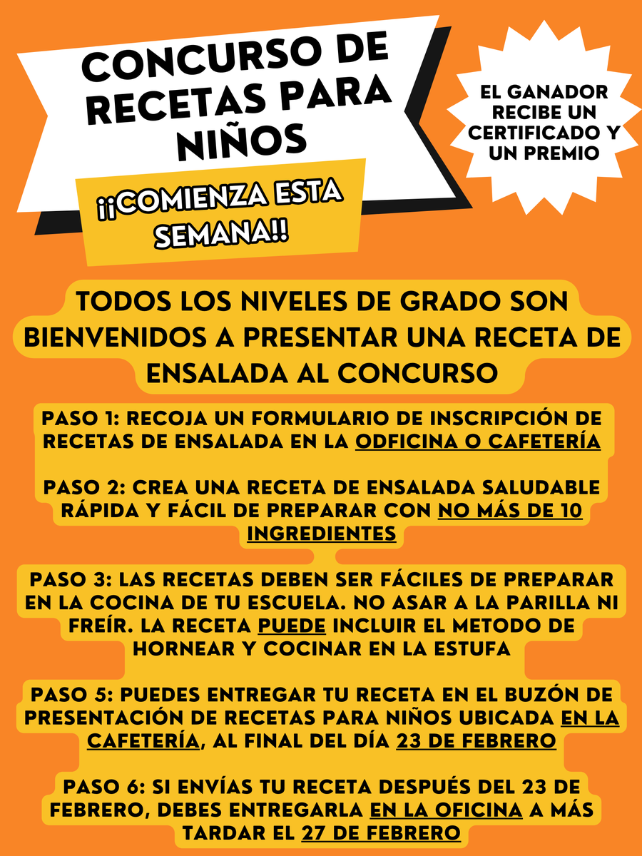 This week we launch the 2nd Annual Kids Recipe Contest for ALL National School District Students! 🏆 NSD students of all grades can submit a healthy salad recipe in the ballot box located in their school cafeteria by Feb 23. 🥗🥗 We are exciting to read your recipes!😁 #NSDnow