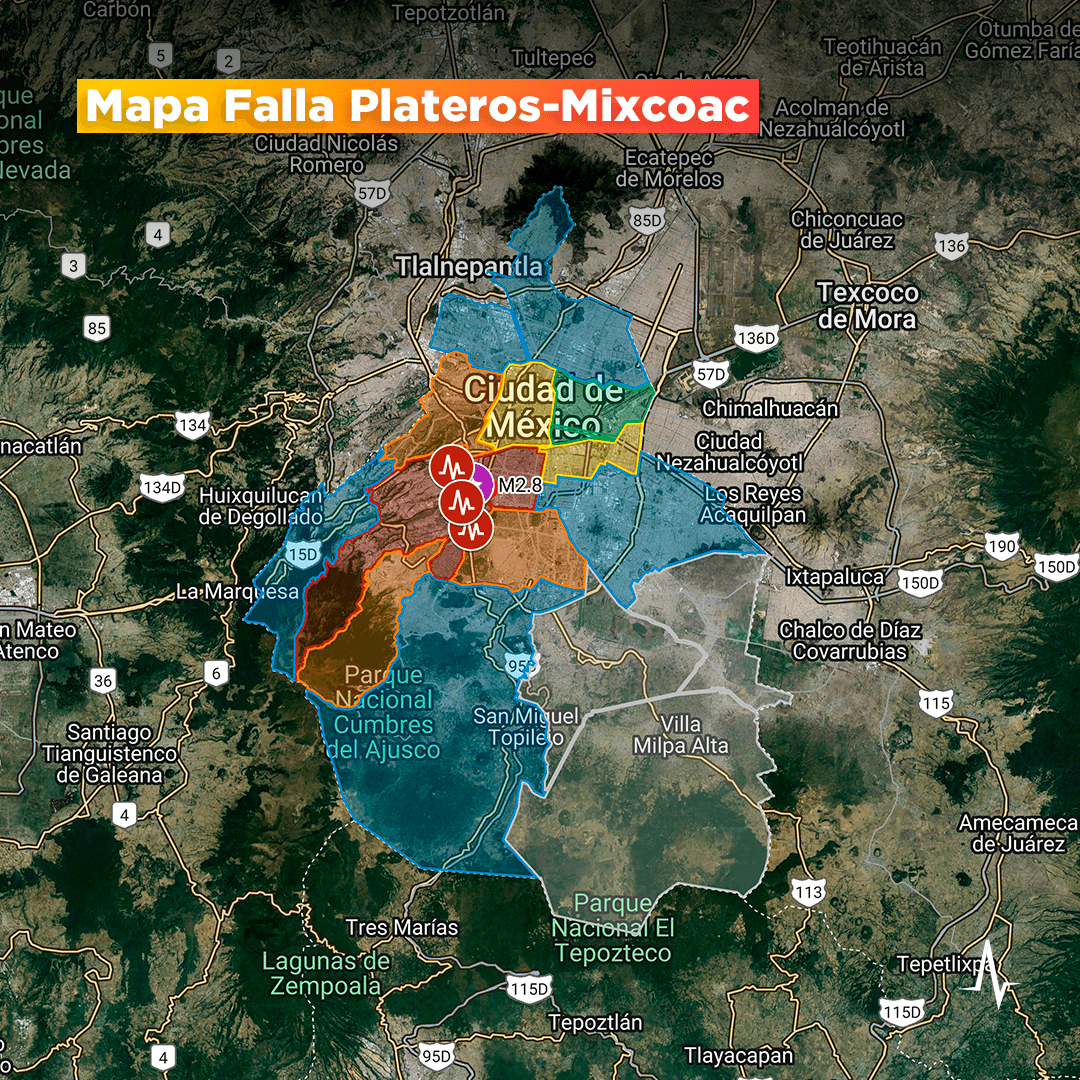 Presentamos el nuevo 'Mapa de la Falla Plateros-Mixcoac', una herramienta para mantener a nuestra comunidad informada ante los #SismosLocalesCDMX 

En este mapa podrás:
🫨Ver las alcaldías con más reportes de percepción, de acuerdo a la encuesta publicada.
🧐Ubicar la Falla