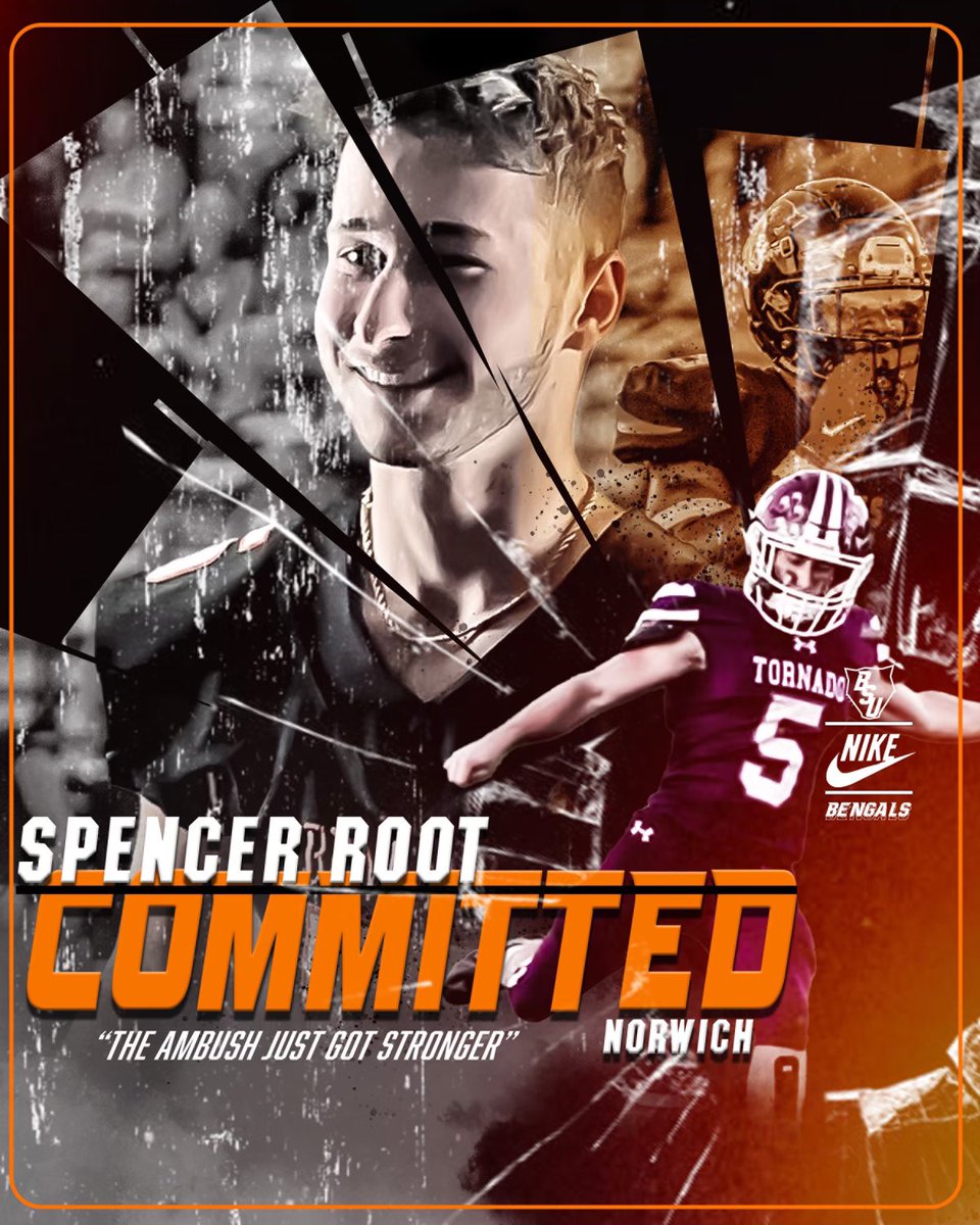 SpencerRoot05's tweet photo. Blessed to announce my commitment to continue my academic and athletic career at SUNY Buffalo State! Thank you to @CoachC_Williams @CoachMTAnderson and the whole @BuffStateFB staff for this opportunity! Go Bengals!!!! https://t.co/eUAAPzRLkp
