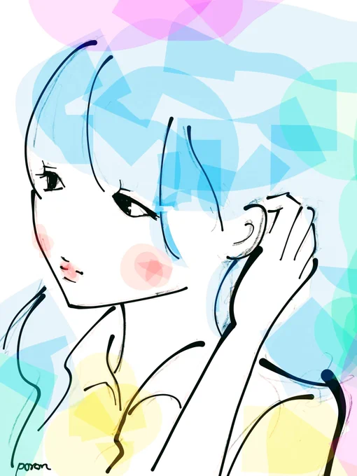 おはよー#イラスト #お絵描き #女の子 #ファンシー #レトロ 