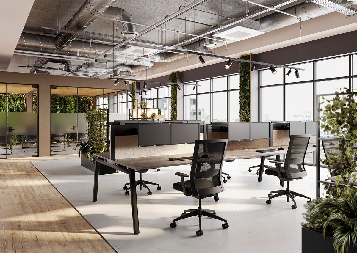 ✨Open plan office space inspiration ✨
Plants and bench desking and warm colours! We love it!
What are your thoughts?

#officedesign #officedesigntrends #BiophilicDesign #OpenPlan #office