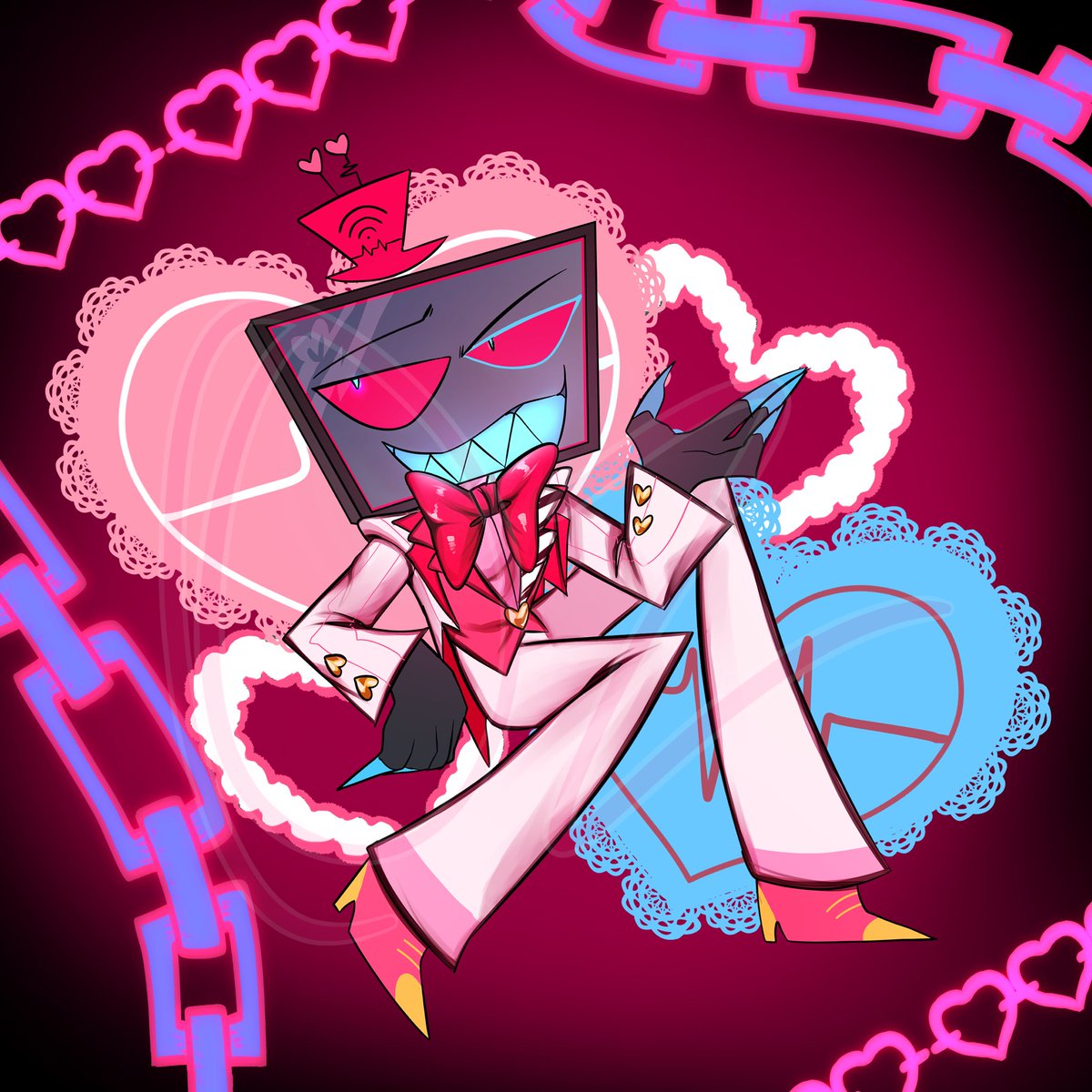ozcollo's tweet photo. VALENTINE’S CHARMS AVAILABLE NOW!!! 🔗 DOWN BELOW!!! #VoxVal #HazbinHotel #HazbinHotelFanart #StaticMoth https://t.co/8SziH71E1Y