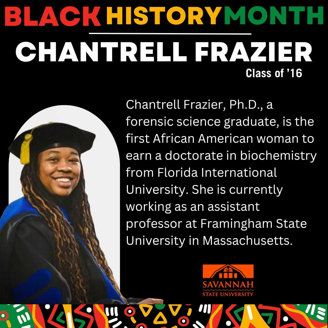 Chantrell Frazier, Class of '16 As we celebrate Black History Month, we are proud to recognize the great achievements of SSU alumni across the world. #youcangetanywherefromhere #hbcuproud #BlackHistoryMonth