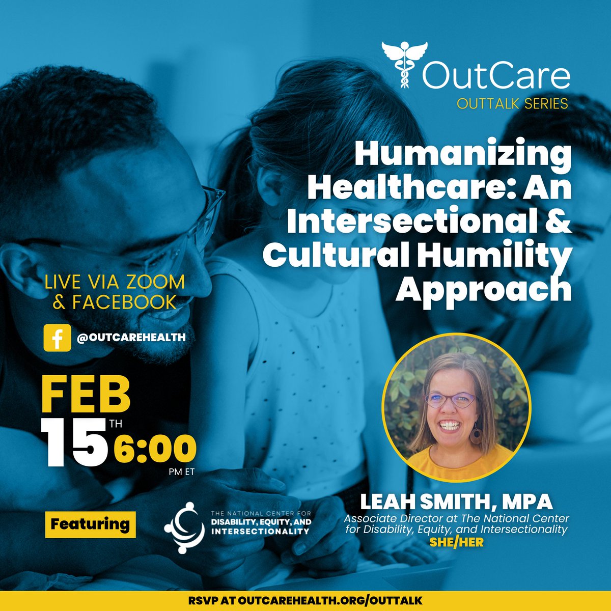 Tomorrow, on the #OutTalkSeries, meet Leah Smith, MPA, the Associate Director at @ThinkEquitable! ✨She has identified and addressed healthcare inequities facing people with disabilities at the intersections of other marginalized identities. 🔗📲 outcarehealth.org/outtalk⚕️🏳️‍🌈