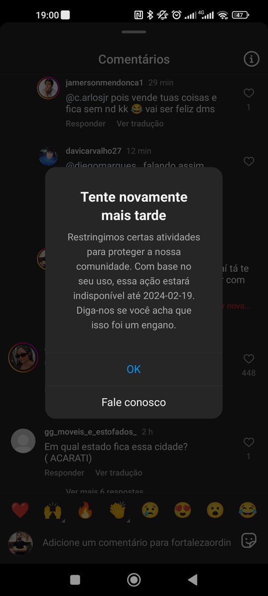 costapabloro's tweet photo. O Instagram bem que podia explicar o pq restringiu meus comentários. Porém, clica-se em ajuda e não aparece nada. Palhaçada. Pra eu deletar minha conta é daqui pra ali. @instagram https://t.co/6BrqnfEQsZ