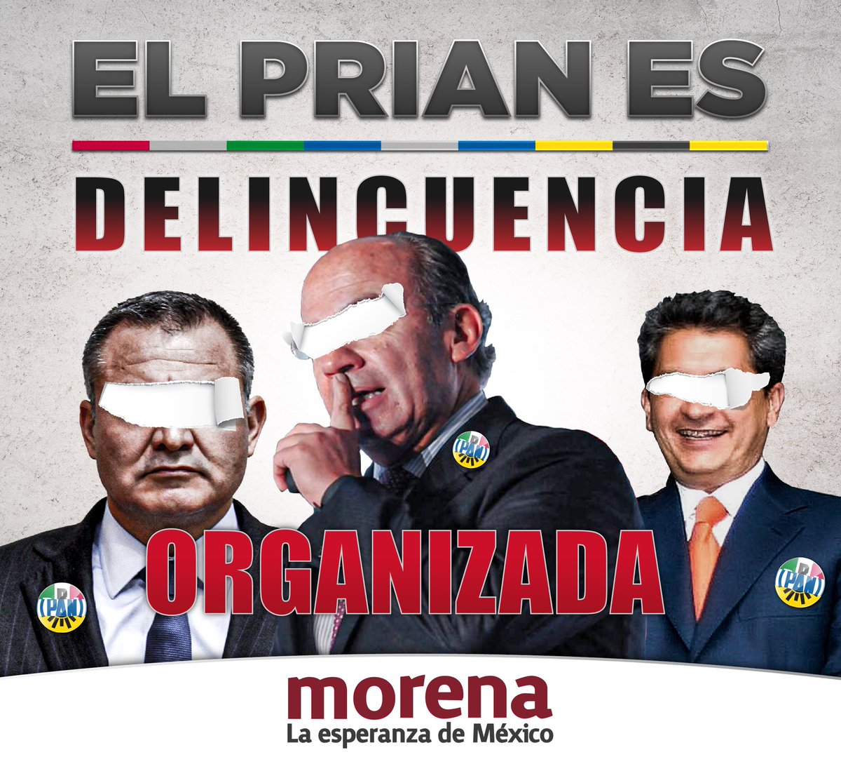 PartidoMorenaMx's tweet photo. Que no vuelvan nunca más los gobiernos de la delincuencia organizada del PRIAN.

¡No queremos más saqueo, impunidad, ni corrupción! https://t.co/c1qnjnCypV
