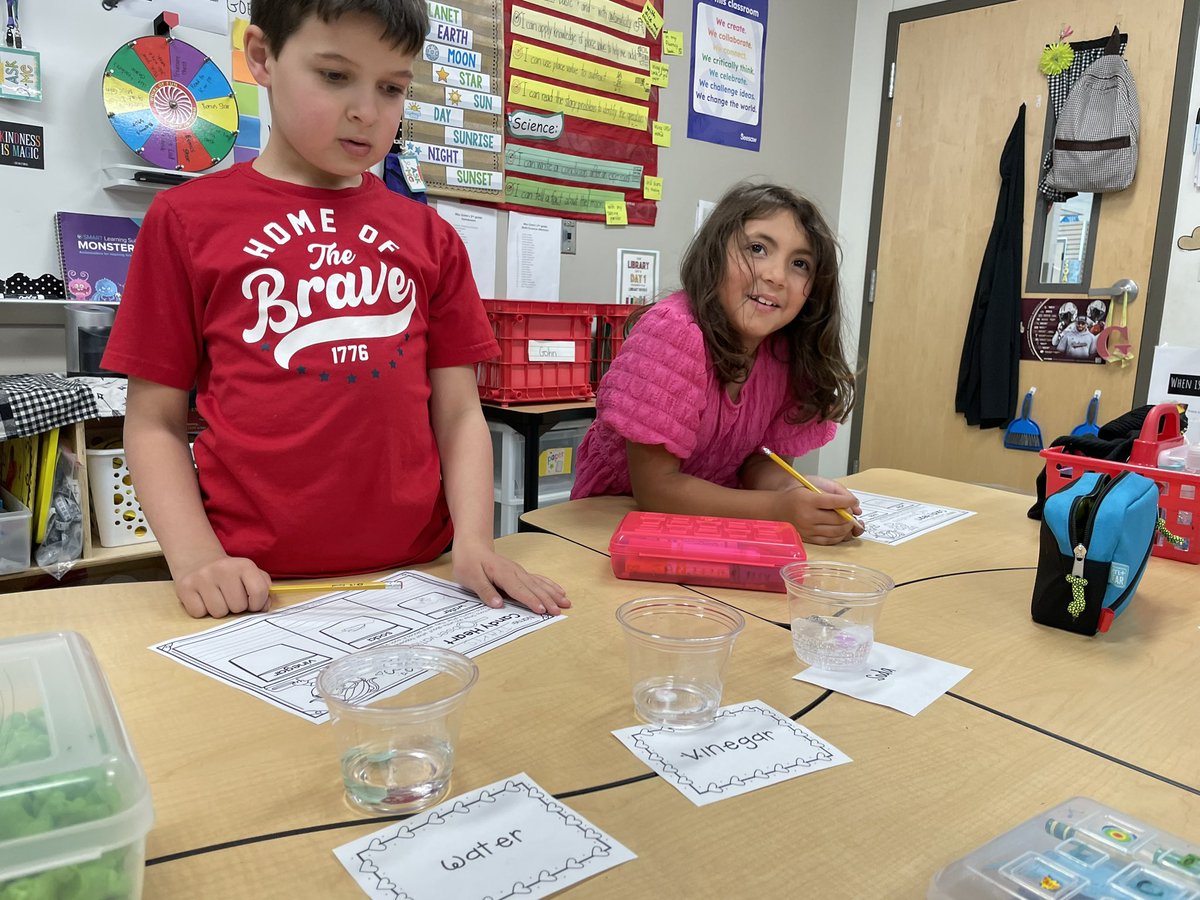 A fun little break from our regularly scheduled science- today, we experimented with putting candy hearts in different kinds of liquids! We tried water, vinegar, and soda! ♥️ #valentinesdayscience @FabraElem