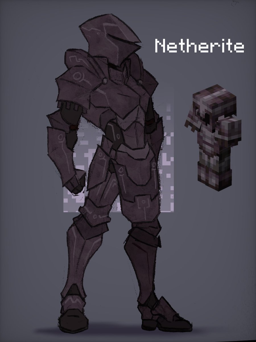 BaguetteArtt's tweet image. Netherite armor design by yours truly