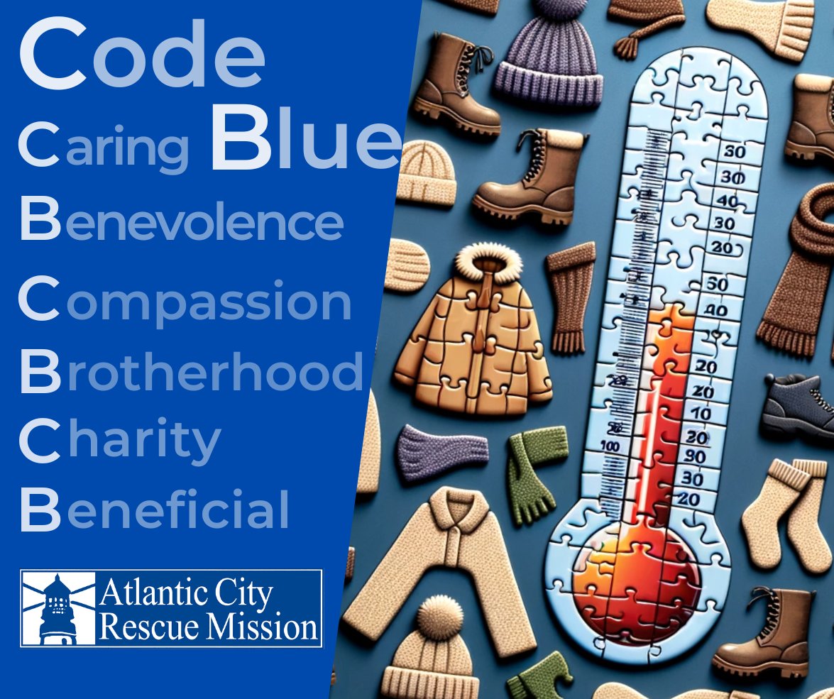 Facing the cold of Code Blue, every act of kindness shines bright. Join Atlantic City Rescue Mission by donating clothes or funds. Together, we can bring warmth and hope to those in need. Visit our link to help. Your support changes lives.
acrescuemission.org/donate-now