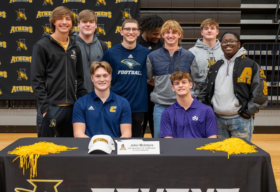 AthensGolden's tweet image. Congrats @johnmcintyre04 and @jakemcdonald3 on signing today with @GoMocs &amp;amp; @UNAFootball! #GoMocs  #RoarLions #TPW