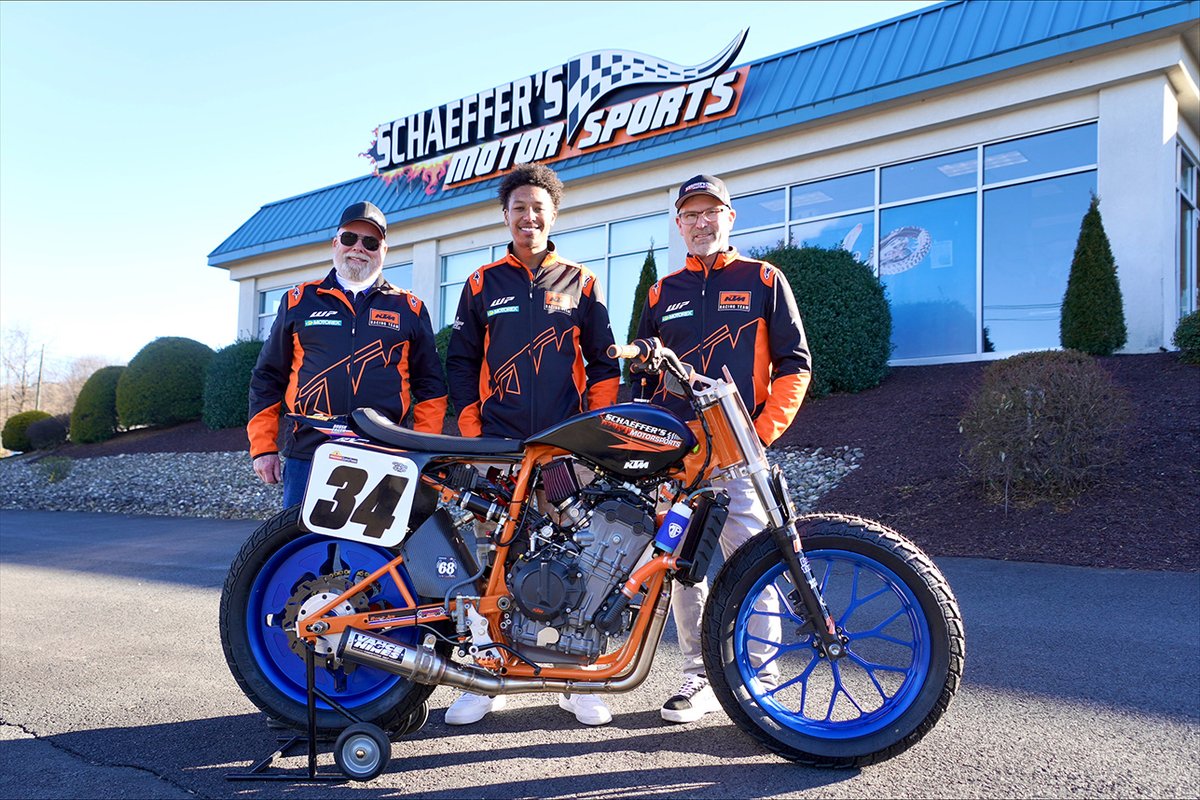 🔊 Ryan Varnes Racing (RVR) signs Cameron Smith to pilot the #34 Schaeffer’s Motorsports KTM 790 Duke in Mission SuperTwins competition for the 2024 Progressive American Flat Track season 👉 bit.ly/3OKKJm1