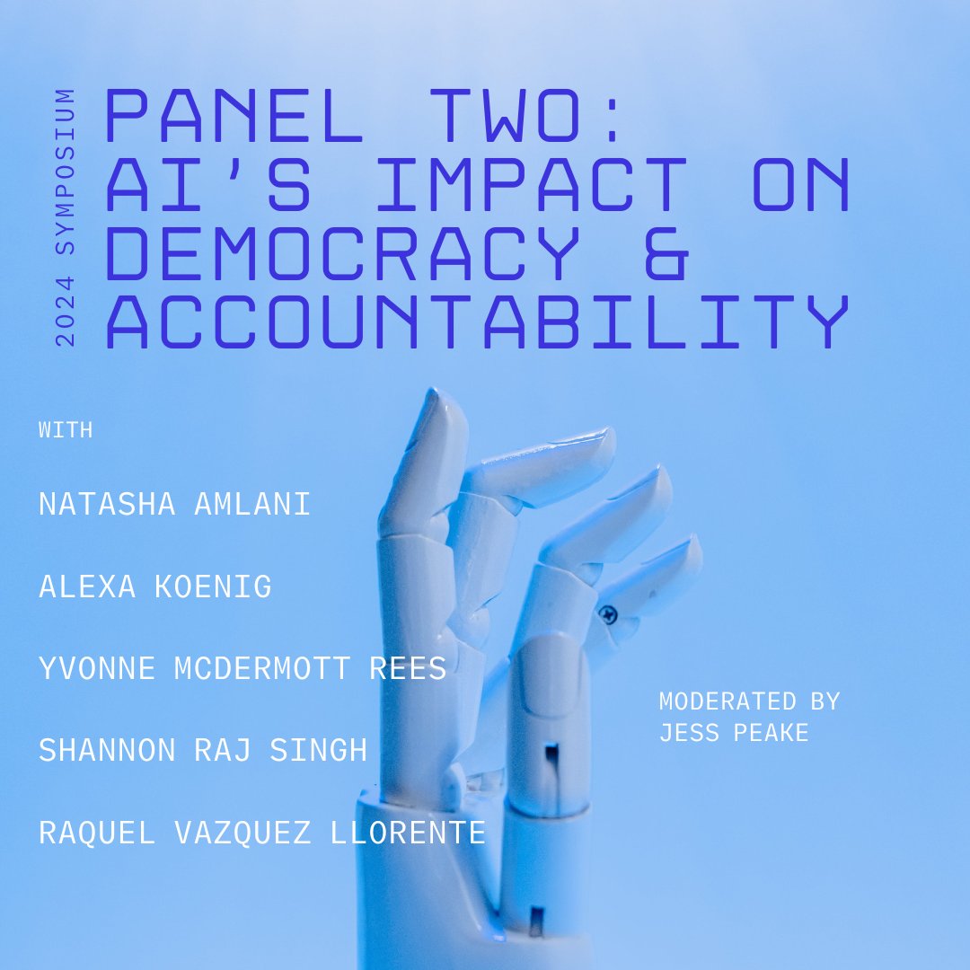 Our Symposium on #AI + #humanrights' second panel covers AI's Impact on Democracy & Accountability with: 🔥@Natasha_Amlani 🔥@KAlexaKoenig 🔥Yvonne McDermott Rees 🔥@ShannonRSingh 🔥@vazquezllorente and 🔥 @Jess_Peake_ moderating 👋See you Feb 23 promiseinstitute.law.ucla.edu/symposium/huma…