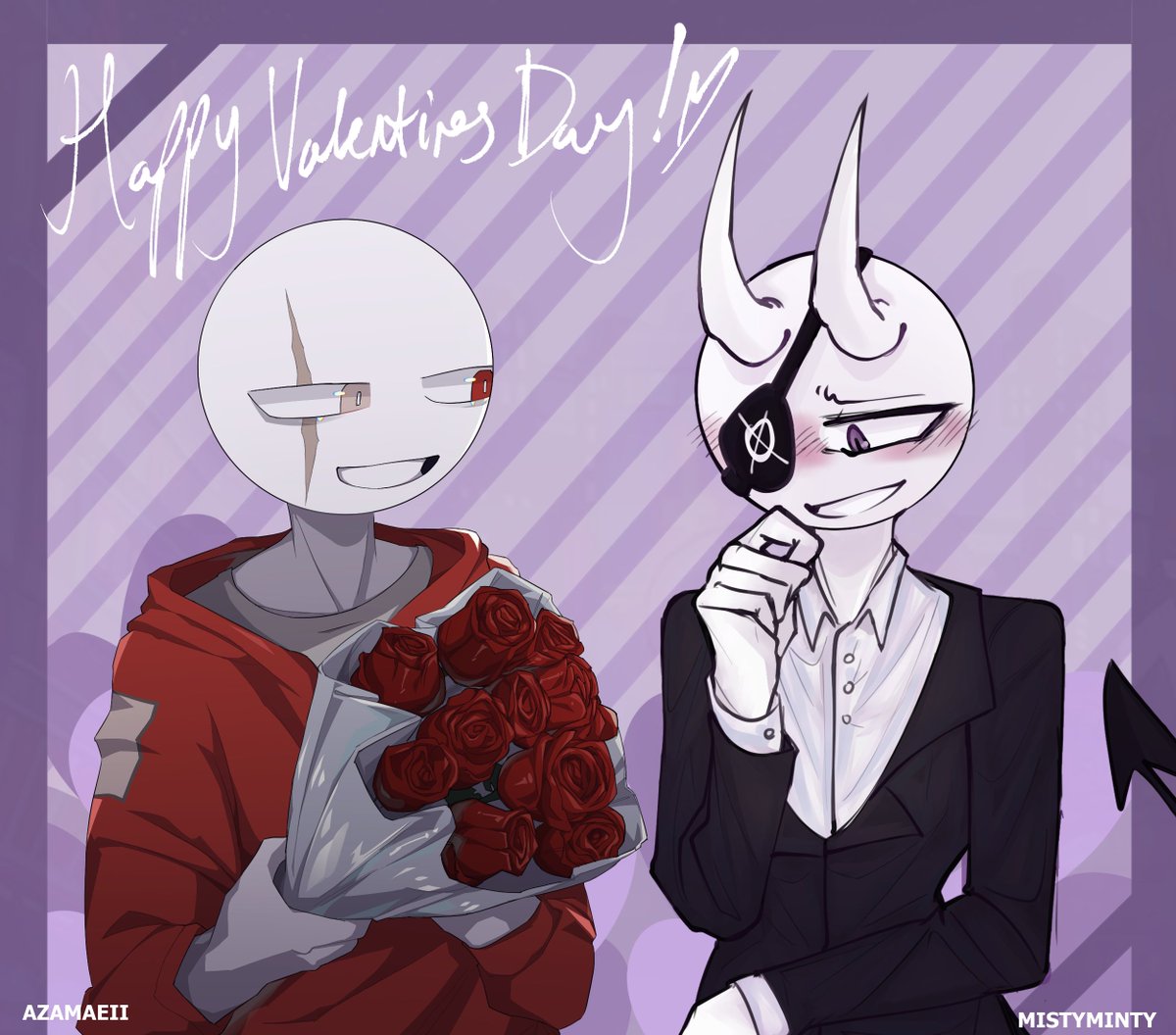 HAPPY VALENTINES DAY!! Here's a collab of me and my good friend <a href="/aaaaaaaer00/">Asa/Asaii</a> OCS! <3