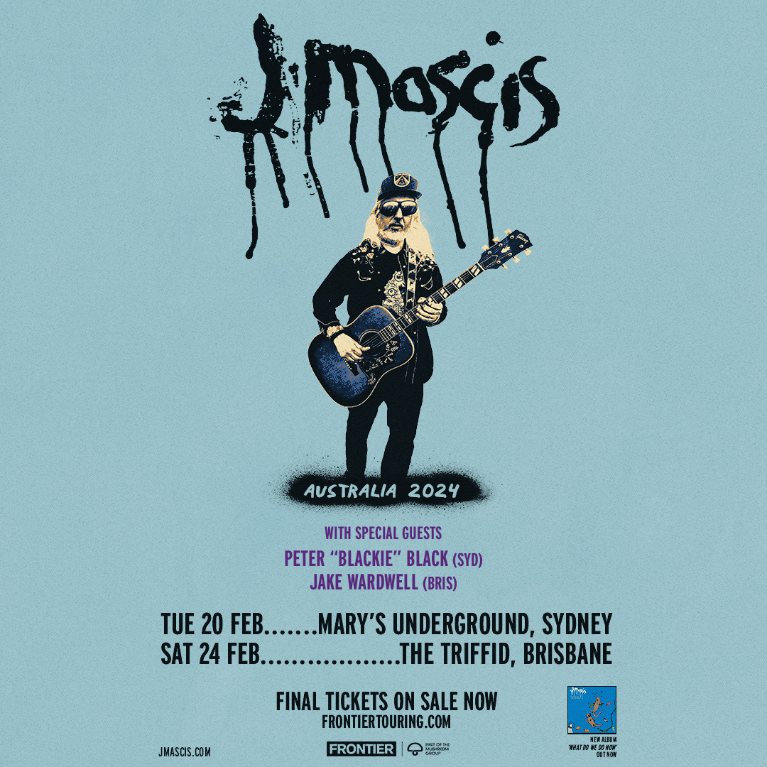 J Mascis (@jmascis) on Twitter photo Just announced support for J's solo Australian shows.
Tues. 20 Feb at Mary's Underground in Sidney
Sat. 24 Feb at <a href="/TheTriffidBris/">The Triffid</a> in Brisbane
Get final tickets here: jmascis.com/tour Just announced support for J's solo Australian shows.
Tues. 20 Feb at Mary's Underground in Sidney
Sat. 24 Feb at <a href="/TheTriffidBris/">The Triffid</a> in Brisbane
Get final tickets here: jmascis.com/tour