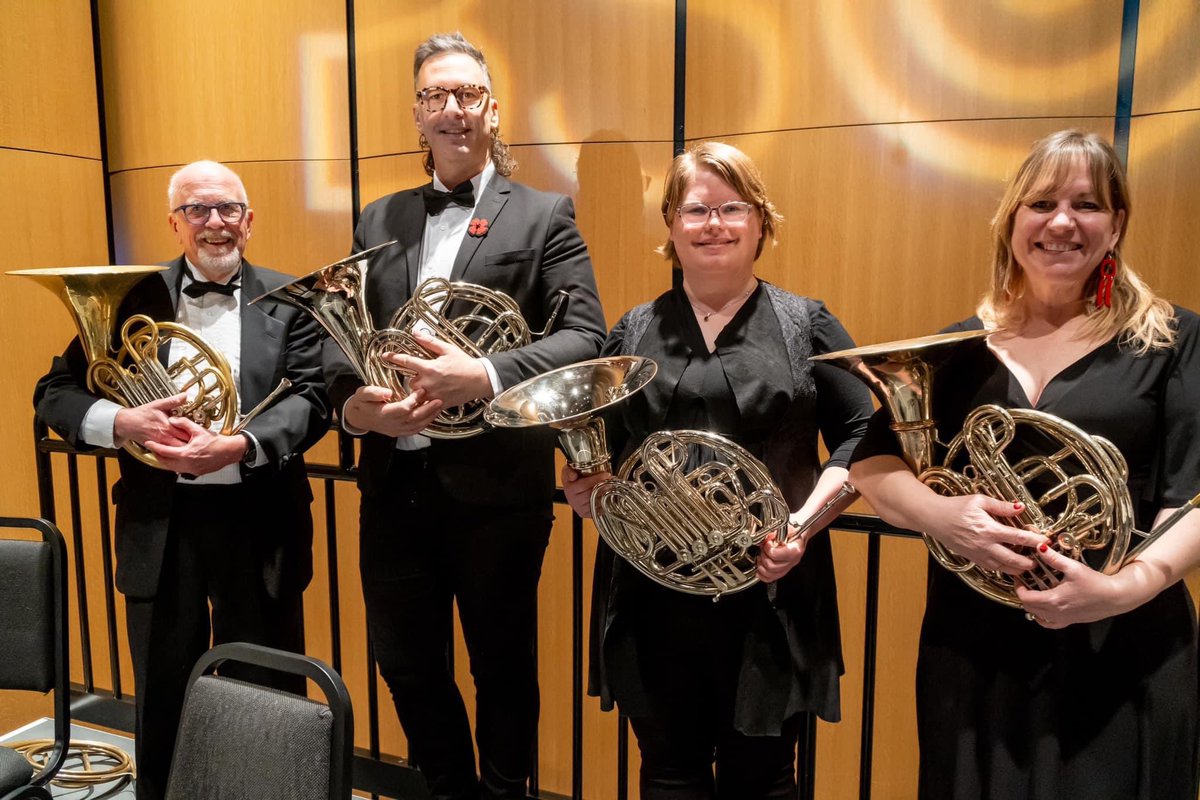 Horn section for the Burlington Symphony Orchestra. From our concert, a Night at the Opera.