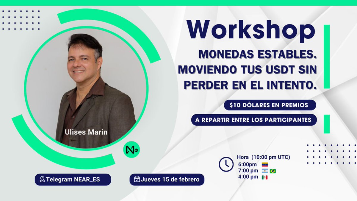 Near_ES's tweet photo. 🚨 ¡Atención comunidad y los entusiastas de las criptomonedas!

👉 Únete a nuestro workshop "Monedas estables: Moviendo tus #USDT sin perder en el intento"

📆 Jueves 15/02
⏰ 6:00 pm 🇻🇪  / 10:00 pm UTC 
📍 https://t.co/vUjhDebEel

¡Tenemos 💲 10 en premios 🎁 y un #NFT de regalo https://t.co/WHQJe1eKqK