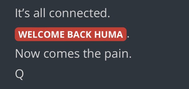 Welcome back Huma.