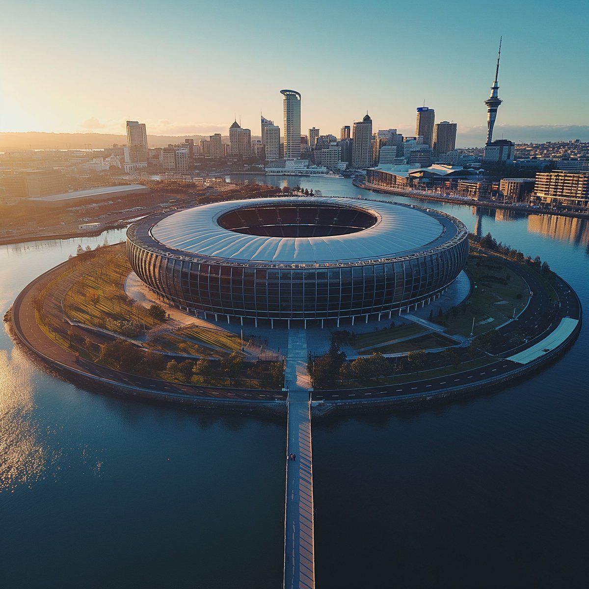tomwrench's tweet photo. @ChrisKeall Looks like some good cost-cutting measures have taken place there. 

Here's my exclusive artist's impression of my $532B waterfront stadium (with assistance from Midjourney). https://t.co/TGPa20vClJ