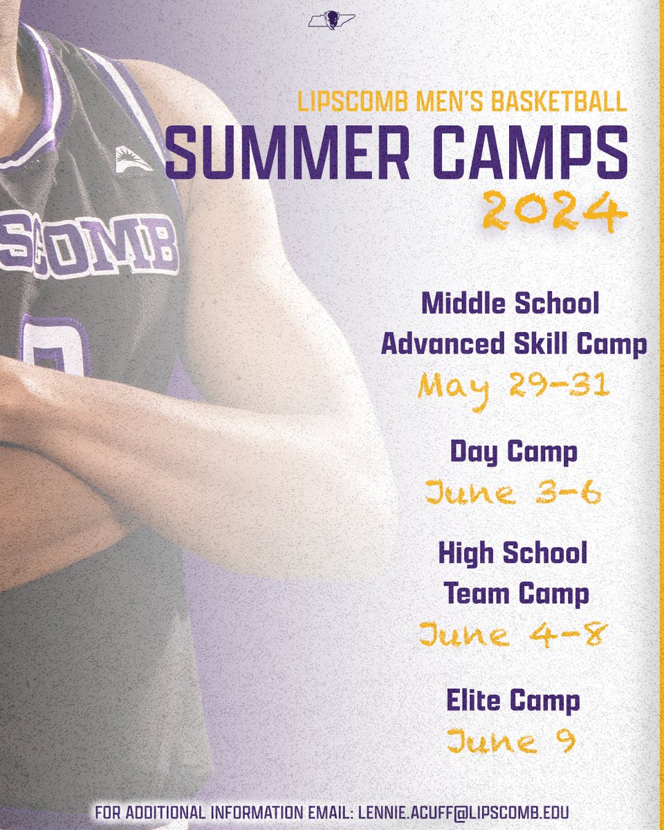Mark you calendars for this summer's Lipscomb Men's Basketball camps‼️ 🗓️ #IntoTheStorm ⛈️ | #HornsUp 🤘