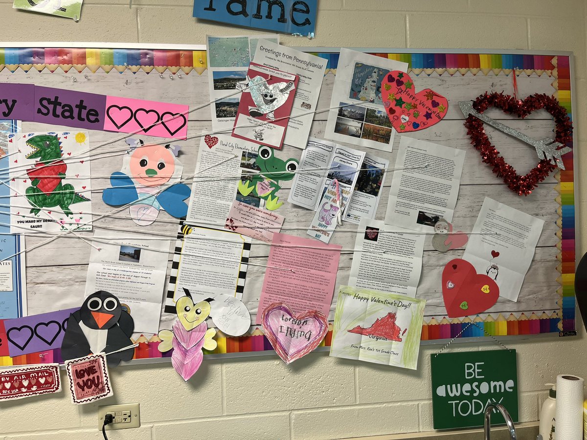 dublin2320's tweet photo. “Hearts are Great in Every State!!” 💜💛Hansen Heroes enjoyed exchanging letters with schools across the United States. We learned about how our schools are the same, different and where they are located on the map. @RobertCS118 #rcs118life #geographylessons https://t.co/Vl9lpoyODl