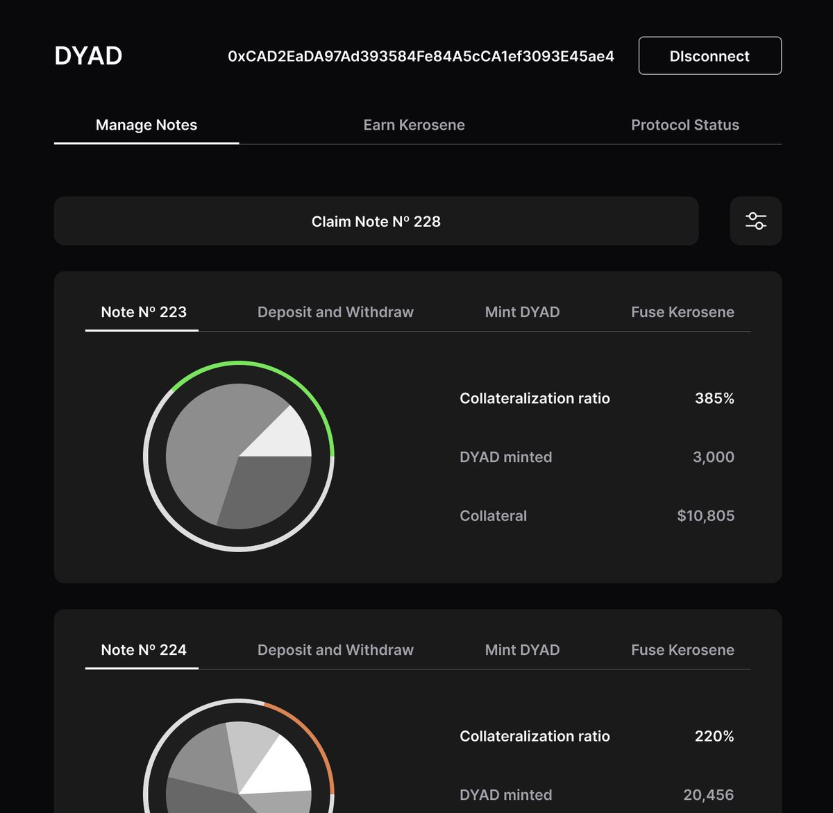 Kerosene is almost ready to go live We’re onboarding @ether_fi @RenzoProtocol and @swellnetworkio LRTs as collateral DYAD yield coming to @0xPolygonDeFi That means a frontend redesign that will help you manage your Note NFTs and maximize your Kerosene yield preview below: