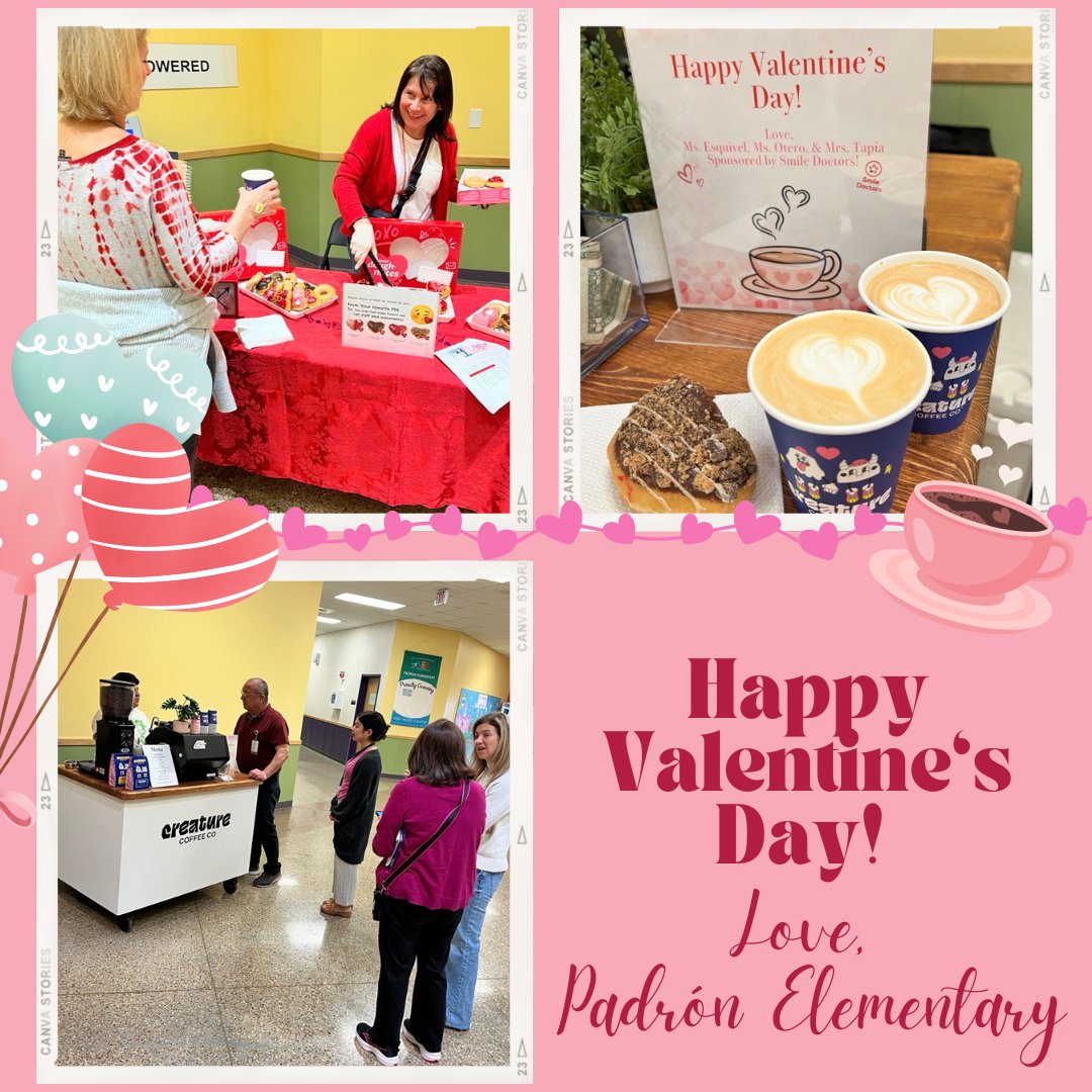 Padrón Elementary (@padronbadgers) on Twitter photo We truly love 💕and appreciate🫶 our wonderful staff and volunteers!!! Thank you to our AMAZING PTA for the delicious donuts🍩 and to Smile Doctors🧑⚕️🦷 for sponsoring our coffee/tea ☕️cart today to celebrate VALENTINE'S DAY! 💘<a href="/creaturecoffee/">Creature Coffee</a> <a href="/katrinabailey08/">Katrina Bailey, Ed.D.</a> <a href="/aisdparents/">AustinISD Parent Engagement Support Office</a> We truly love 💕and appreciate🫶 our wonderful staff and volunteers!!! Thank you to our AMAZING PTA for the delicious donuts🍩 and to Smile Doctors🧑⚕️🦷 for sponsoring our coffee/tea ☕️cart today to celebrate VALENTINE'S DAY! 💘<a href="/creaturecoffee/">Creature Coffee</a> <a href="/katrinabailey08/">Katrina Bailey, Ed.D.</a> <a href="/aisdparents/">AustinISD Parent Engagement Support Office</a>