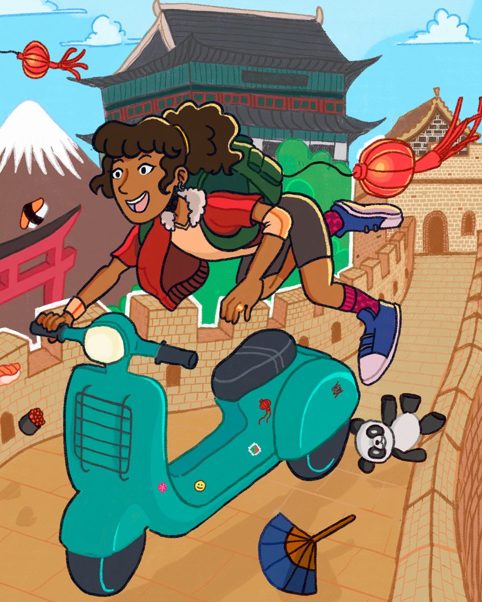 kisutastic's tweet photo. I present to you... Alana! She's a young traveler that loves to try foods, go to a lot of  curious places, have the most pleasant experiences a tourist could have and of course, register it in her notebook so everyone can read about it! 
.
#kids #kidlit #cute #trip #travel #novel https://t.co/sWngom0IRt