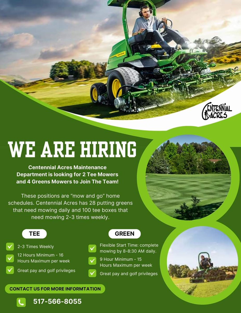 CentennialAcres's tweet photo. With spring right around the corner, we're hiring! https://t.co/2yekRtSVUn